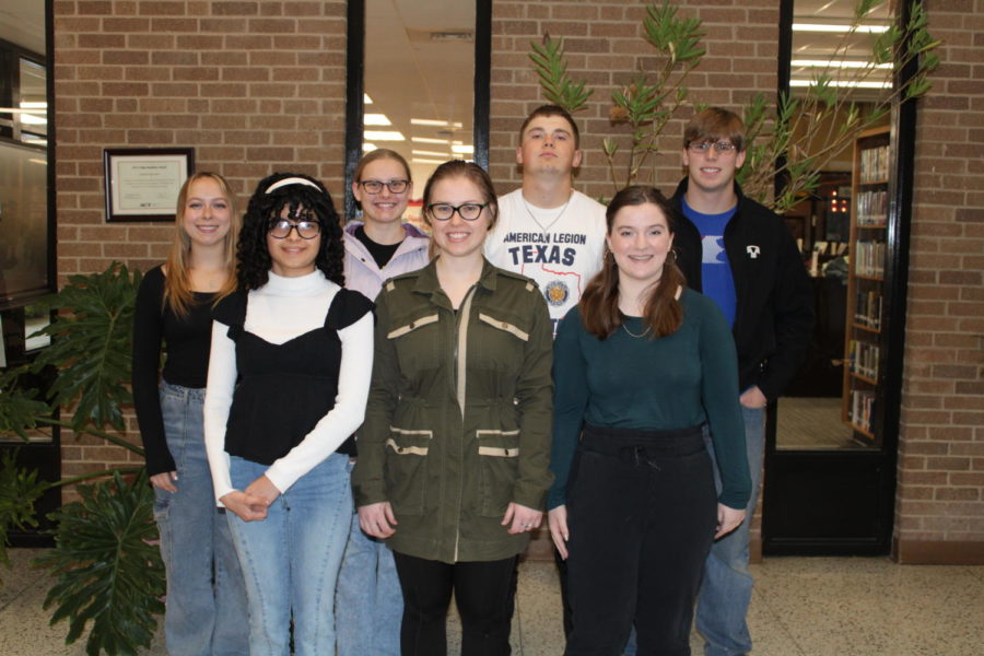 Regional UIL students who placed in top 6: (back row, l-r) Clara Pulliam, Laney Hood, Ben Bryant, Sam Kendall, Karla Blanco, Kenzie English, Presley Harper (not pictured: Ashley Perry, Tate Wilhelm)