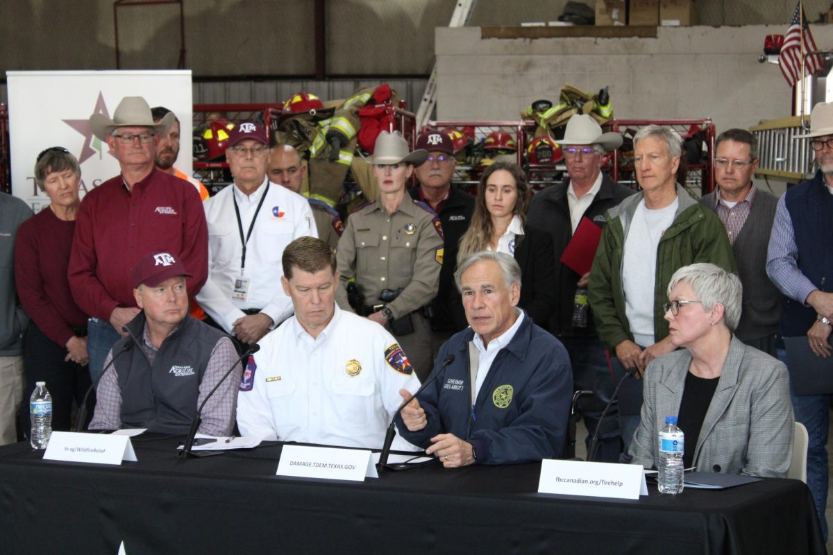 Gov. Greg Abbott held a press conference alongside Hemphill County Judge Lisa Johnson to update on needs of the region both for families who lost homes as well as area ranchers.